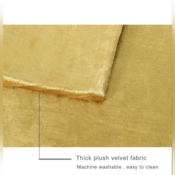 Gold Velvet Decorative Throw Pillow Covers, Set of 2, 18 in x 18 in - Picture 4 of 6